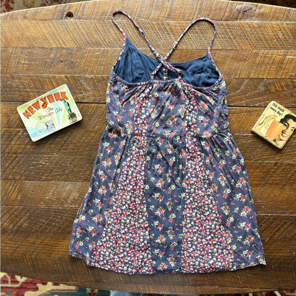 Abercrombie & Fitch Blue and Purple Ruched Tie Front Sundress - Picture 7 of 7